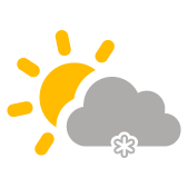 Vereinzelte Wolken mit Schneeregen